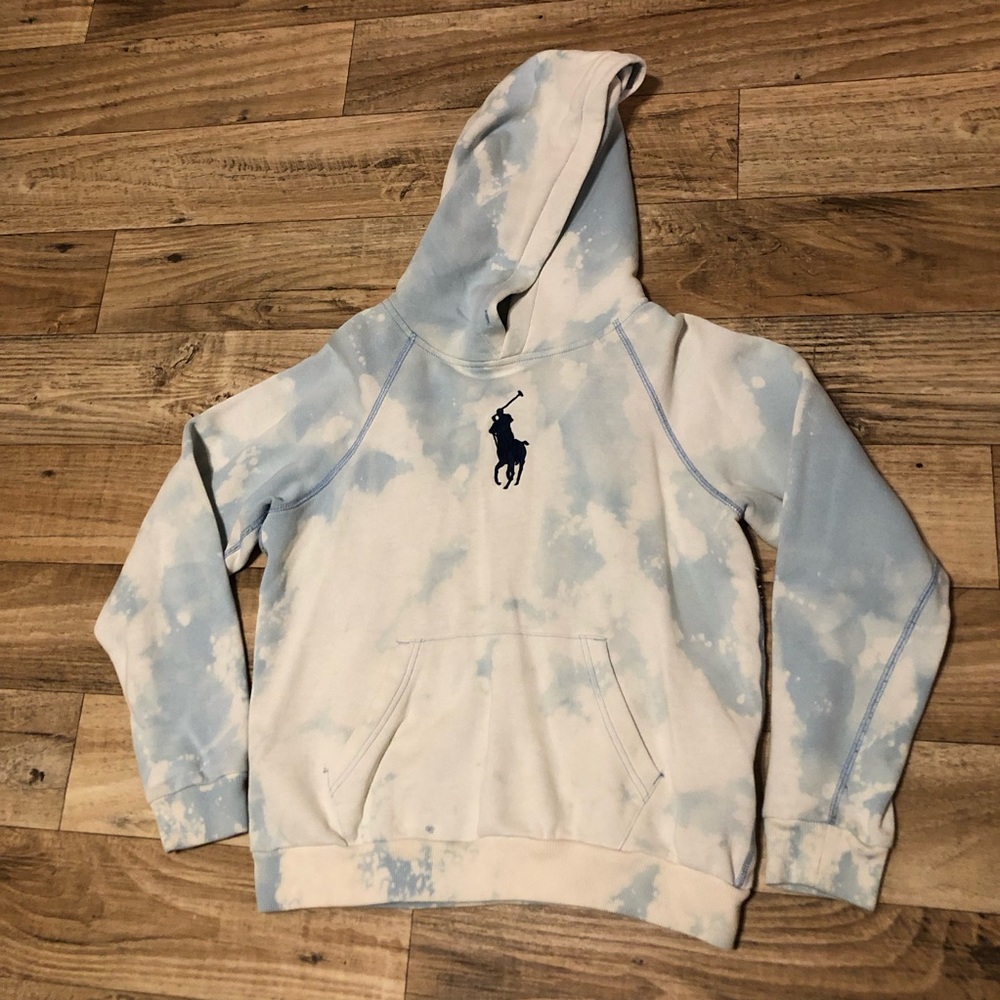 Custom designed bleached Ralph Lauren hoodie size M